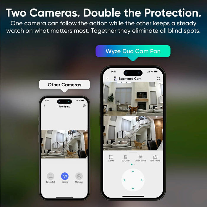 Pet Monitoring Plus Bundle: Wyze Duo Cam Pan with Enhanced Bundle