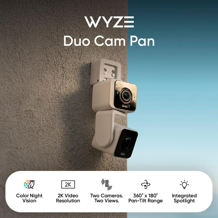 Wyze Duo Cam Pan offers two 2K cameras in one device for complete coverage.