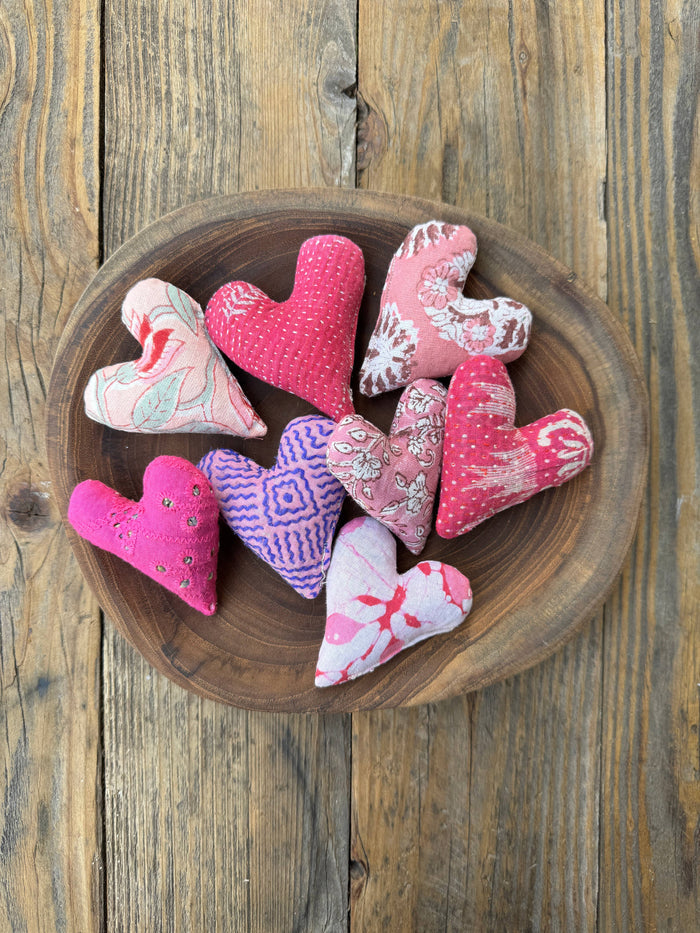 Pink Print Mini Lavender Heart Sachets