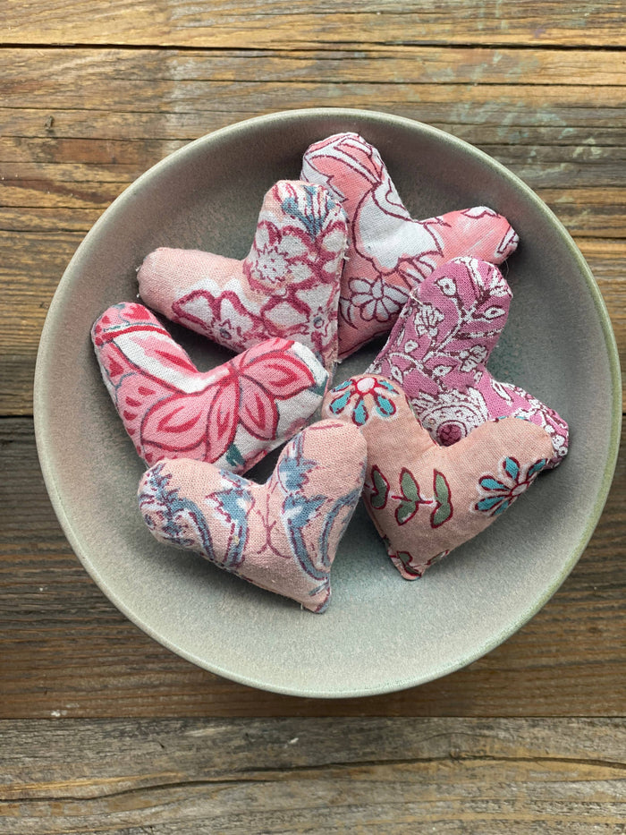 Pink Print Mini Lavender Heart Sachets