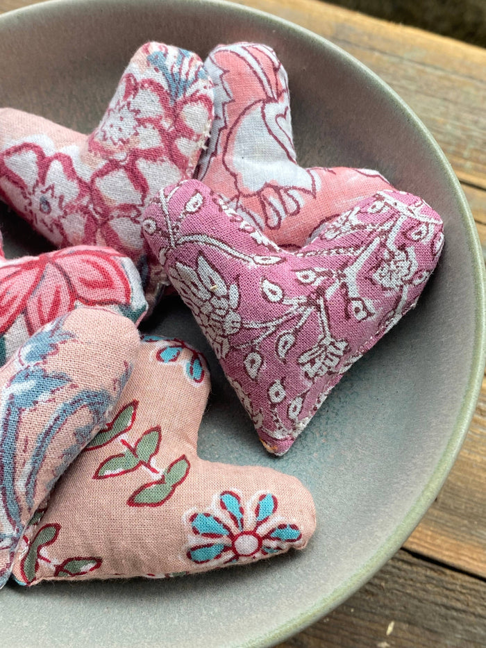 Pink Print Mini Lavender Heart Sachets