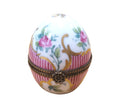 Pink Striped Perfume Egg Limoges box, hand-painted porcelain made in France