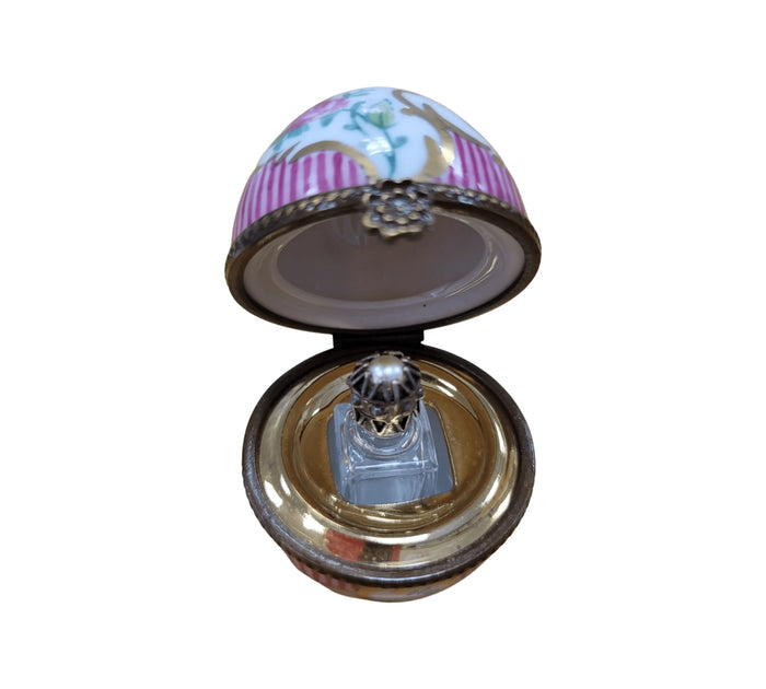 Hand-painted Pink Striped Perfume Egg Limoges box, additional photo