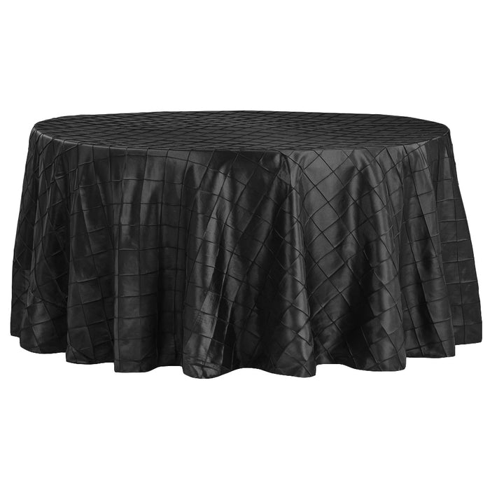 Pintuck 132" Round Tablecloth - Black - CV Linens