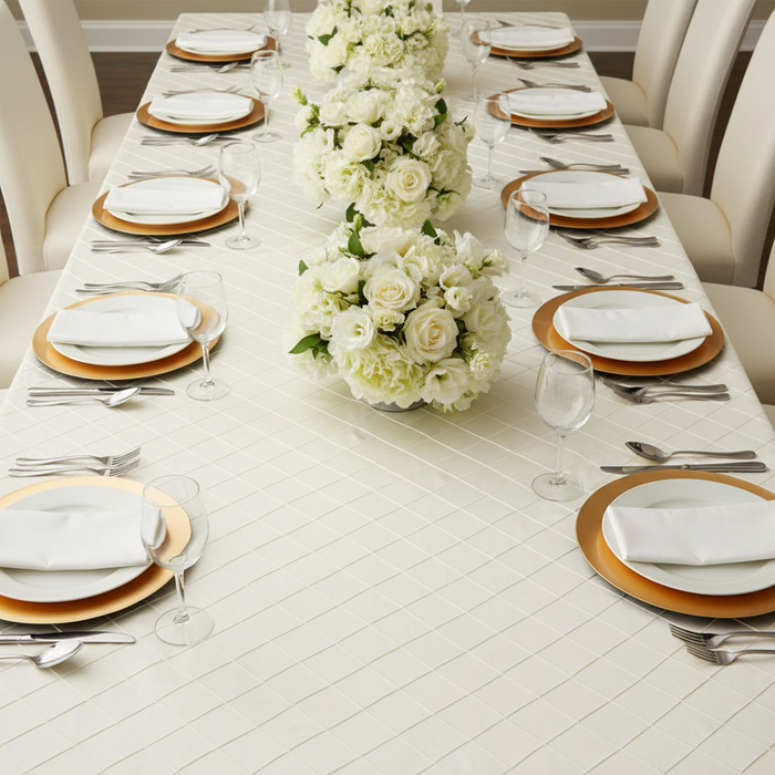 Pintuck 90"x156" Rectangular Tablecloth - Ivory