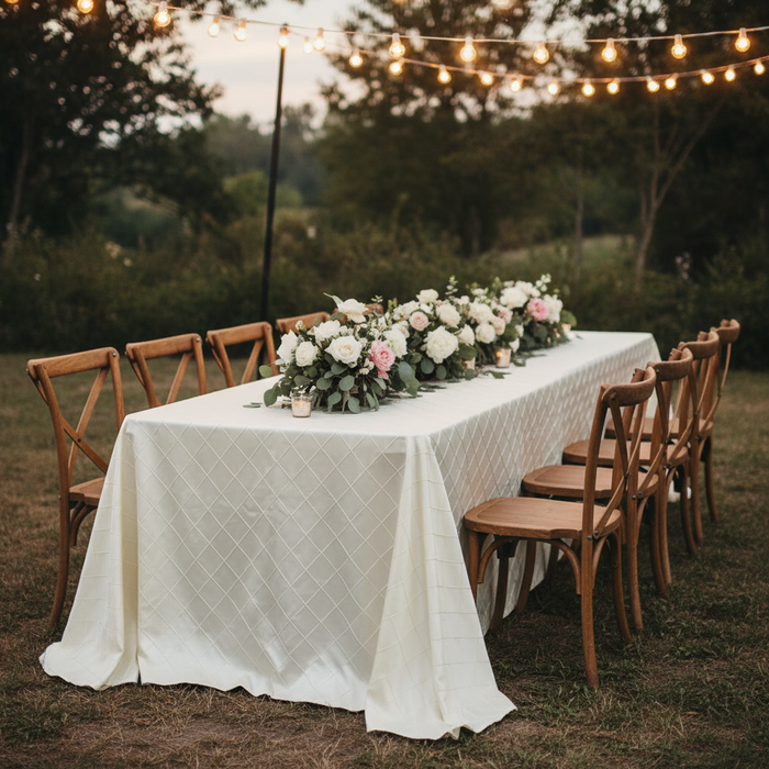 Pintuck 90"x156" Rectangular Tablecloth - Ivory