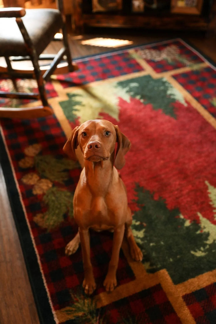 plaid woodsman lodge area rug - made in the USA - Your Western Decor