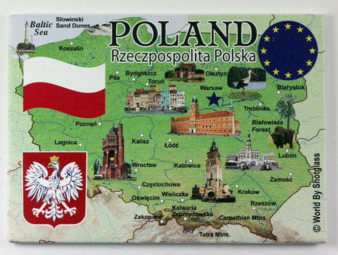 Poland EU Series Souvenir Fridge Magnet 2.5 inches X 3.5 inches