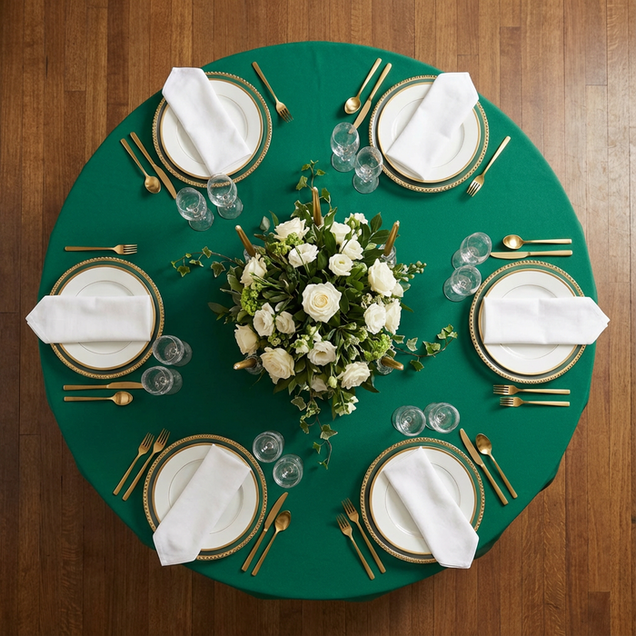 Emerald Green Premium Polyester 108" Round Tablecloth | Wedding | Event | Wholesale by CV Linens