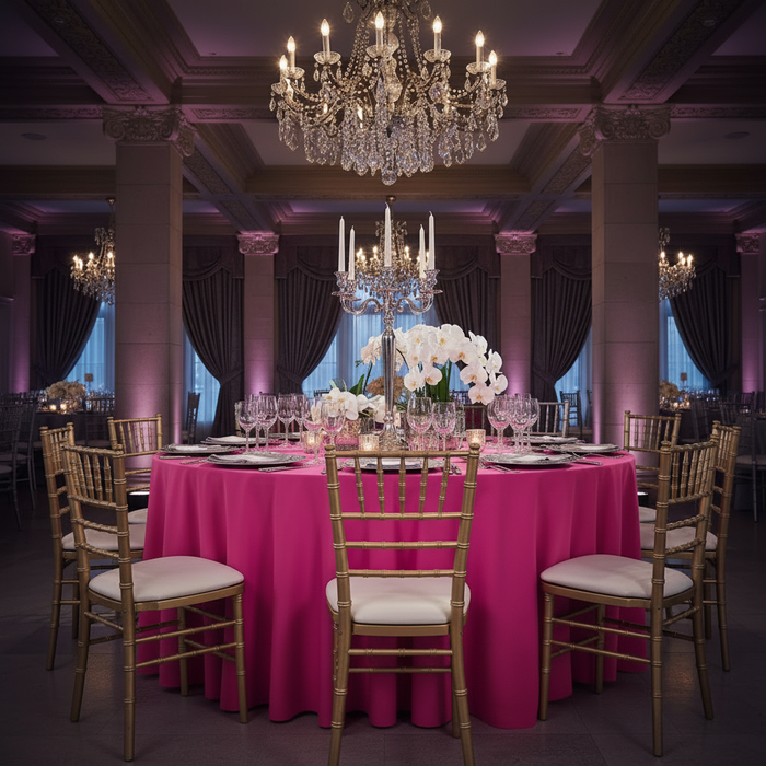 debutante banquet with Premium Polyester 120" Round Tablecloth - Fuchsia