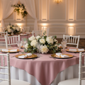 Premium Polyester Square 72" Overlay/Tablecloth - Dusty Rose/Mauve | charger plate | napkin | wine goblets | tablecloth |