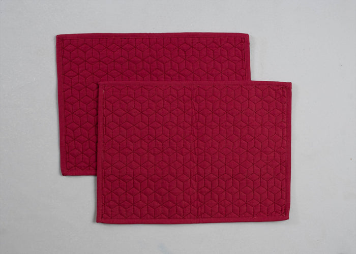 Quilted Solid Cotton Placemats - Wine Red