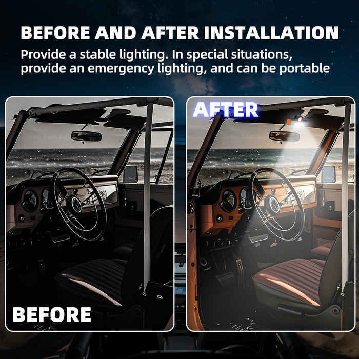 Rechargeable UTV Interior Light for Polaris RZR Can Am Talon Kawasaki Golf Cart Boat Off-Road