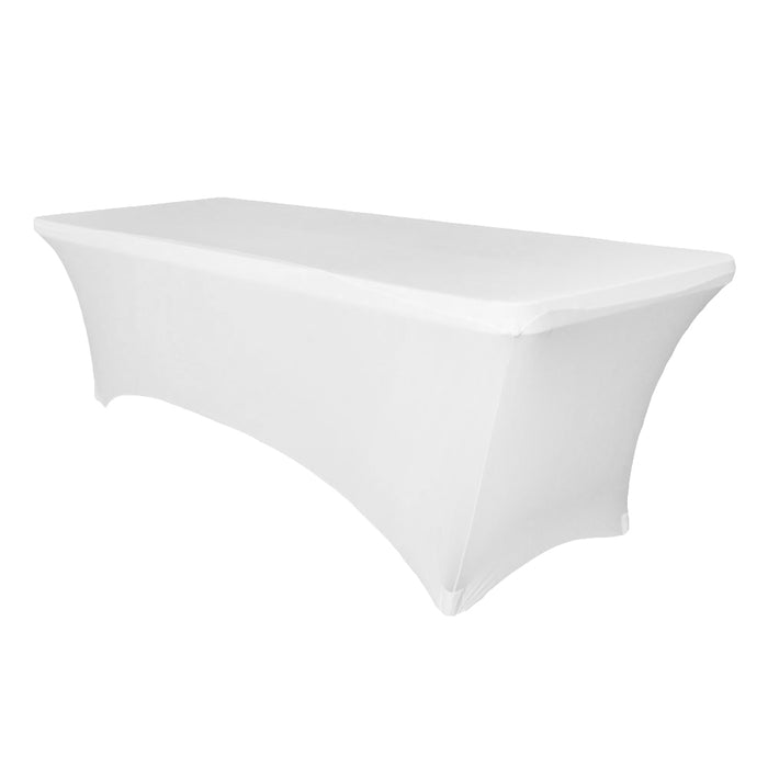 Rectangular 6 FT Spandex Table Cover - White - CV Linens