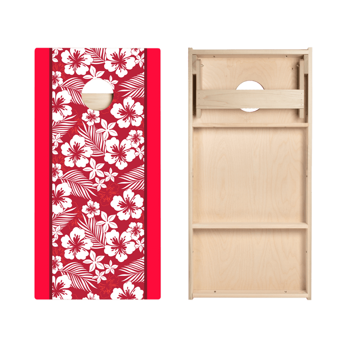 Red Hawaiian Hibiscus Star Cornhole Boards, - American Cornhole Association