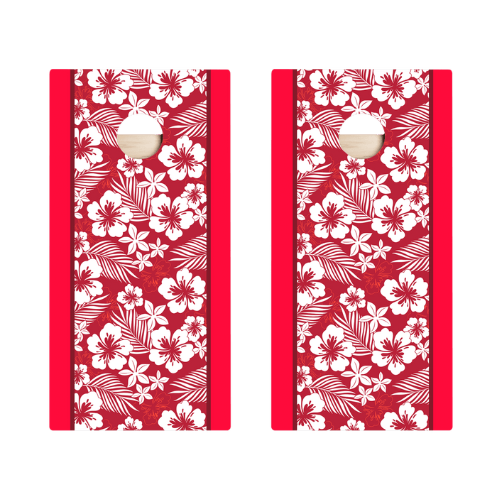 Red Hawaiian Hibiscus Star Cornhole Boards, - American Cornhole Association
