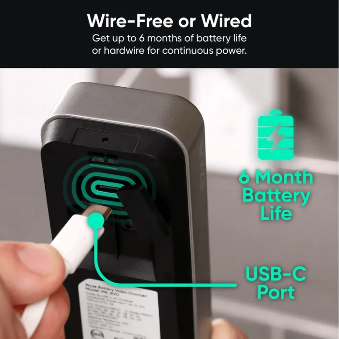 Wyze Battery Video Doorbell - Black / No Chime - 6-Month Battery Life - Head-to-Toe Viewing - AI-Powered Motion Detection.
