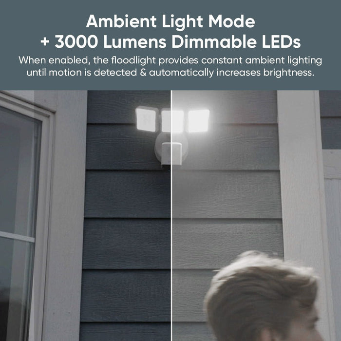 The Wyze Cam Floodlight Pro provides constant ambient lighting and is a refurbished product.