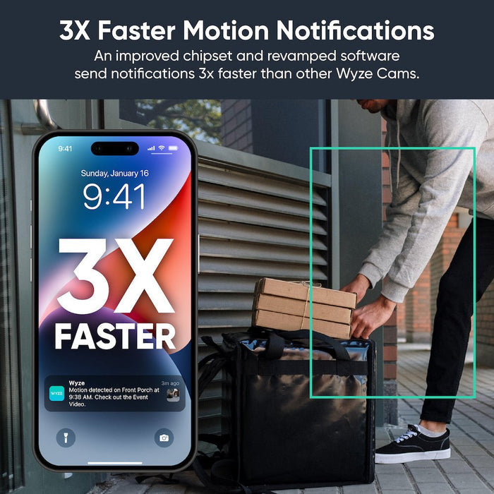 Wyze Cam OG Bundle - 3 x Faster Motion Notifications - An improved chipset and revised software send notifications 3x.