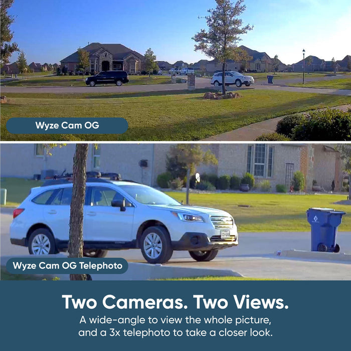 Wyze Cam OG Bundle: A wide-angle lens to view the whole picture, 3x telephoto.