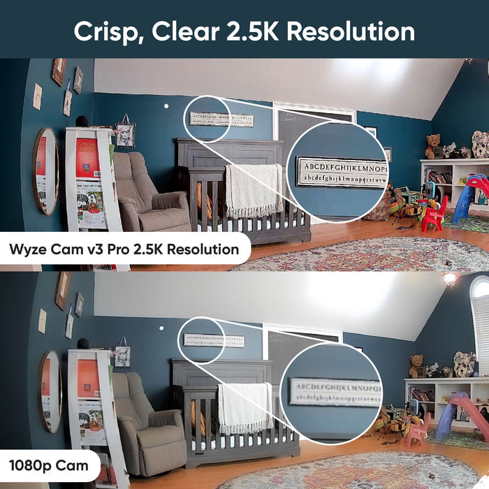 Wyze Cam v3 Pro: 2.5K resolution, built-in spotlight, integrated siren, edge storage, pets, single pack.