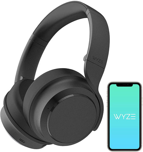Wyze Noise-Cancelling Headphones with a blue background.