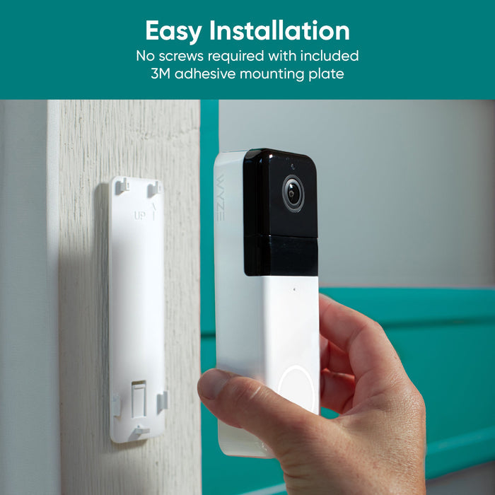 Wyze Video Doorbell Pro with Chime - Easy Installation: No Screws Required with Included 3/4" Mm Adhesive Mounting Plate.