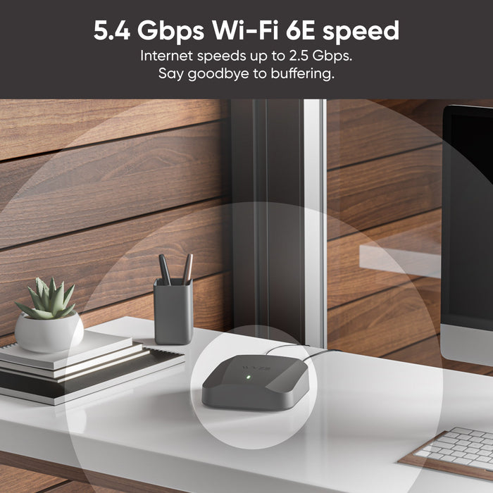 Wyze Wi-Fi 6E Mesh Router Pro offers fast internet speeds up to 2.5Gbps and is compatible with all W