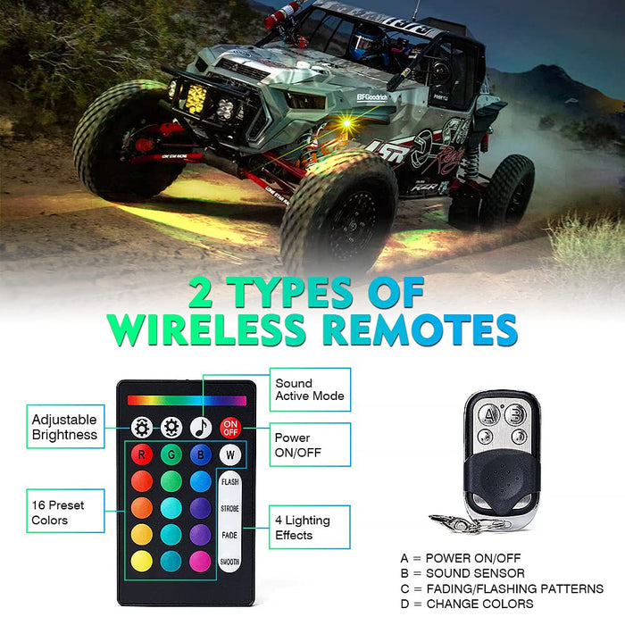 RGB LED Rock Lights with Remote Control & Bluetooth | Discovery Series