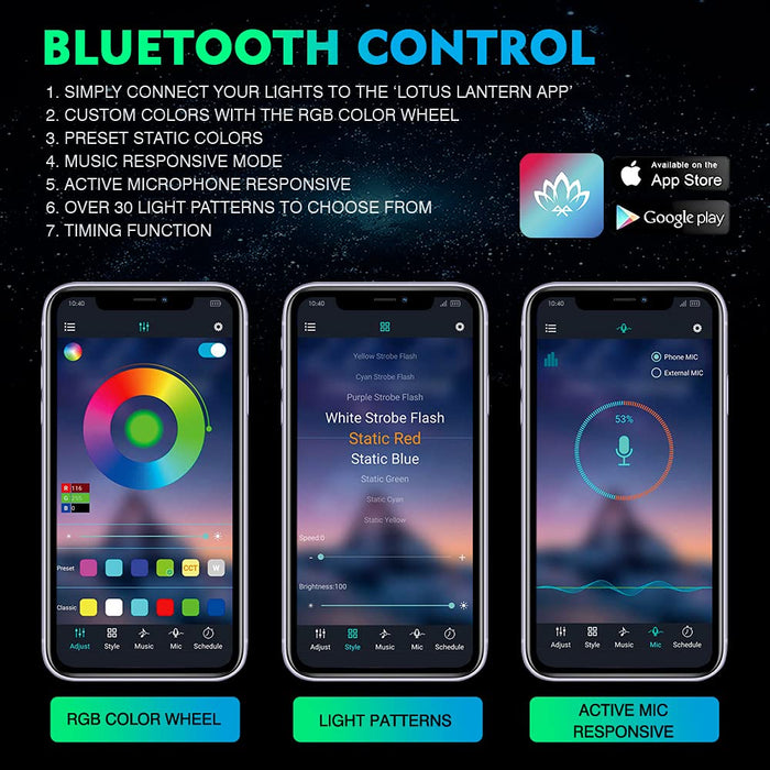 RGB LED Rock Lights with Remote Control & Bluetooth | Discovery Series