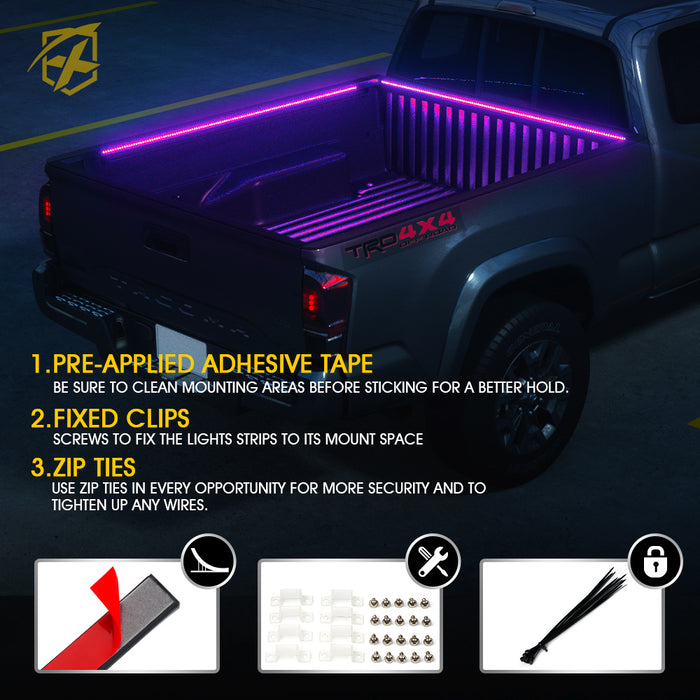 RGB LED Truck Bed Light Strips with Bluetooth and Remote Control | Spire 3 Series