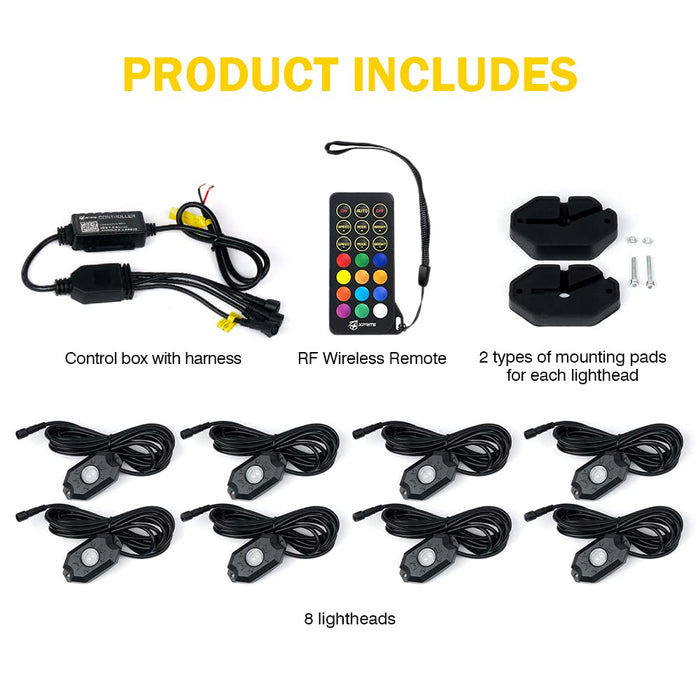 RGBW LED Rock Lights Kit with Bluetooth Control | Trophy Series