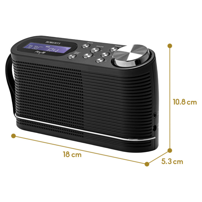 Roberts Play 10 DAB+/FM Portable Radio - Black | PLAY10 from Roberts - DID Electrical