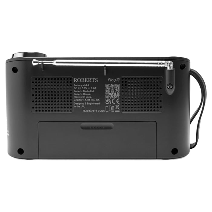 Roberts Play 10 DAB+/FM Portable Radio - Black | PLAY10 from Roberts - DID Electrical