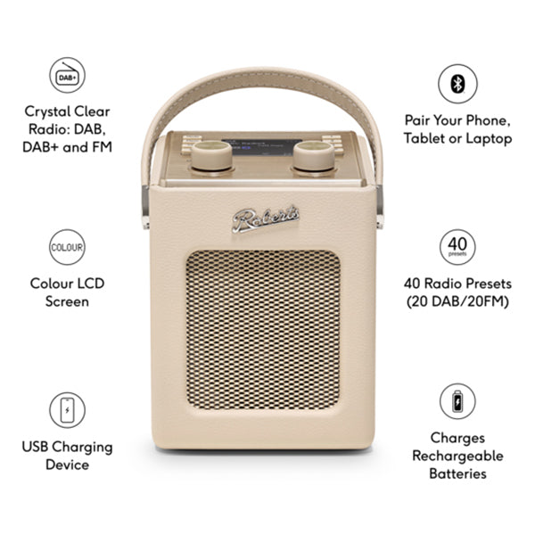 Roberts Revival Mini 2 DAB+/FM Portable Radio - Pastel Cream | 500005820 from Roberts - DID Electrical