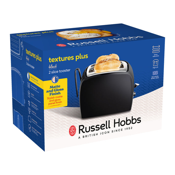 Russell Hobbs Textures Plus 2 Slice Toaster - Black | 22601