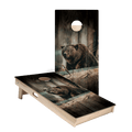 Rustic Wood Brown Bear Star Cornhole Boards, - American Cornhole Association