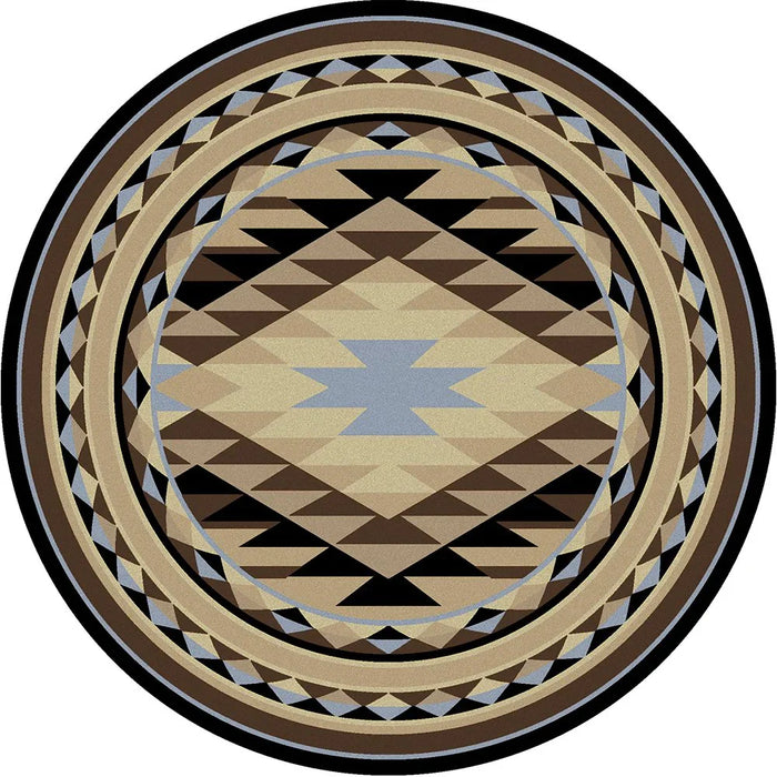 Sallisaw Southwest 8' Round Area Rug with Blue - Made in the USA - Your Western Decor