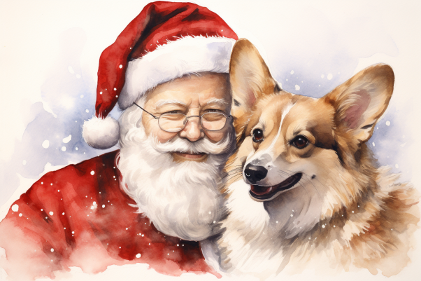 Santa And Corgi