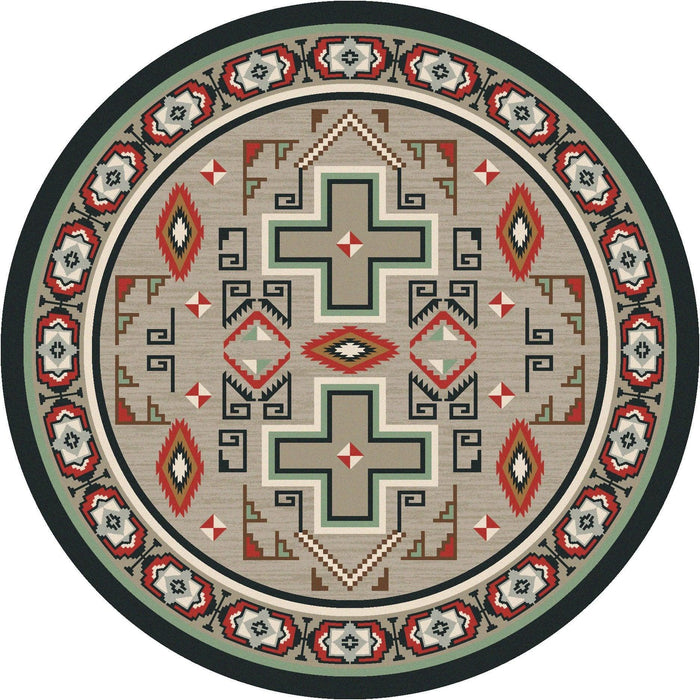 Sawtooth Western Area Rug 8' Round - Made in the USA - Your Western Decor, LLC