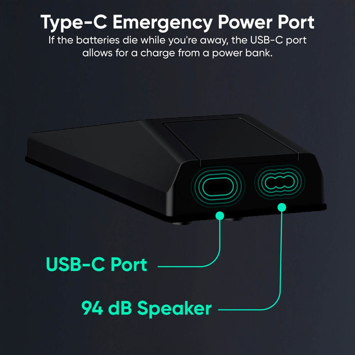 A USB-C port with a 94 dB speaker.