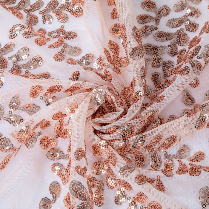 Sequin Vine Table Overlay Topper 90"x90" Square - Blush/Rose Gold