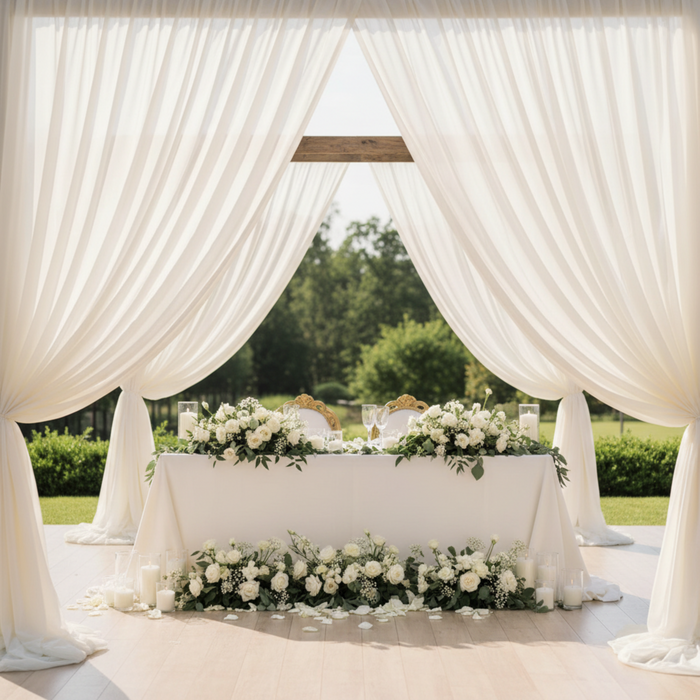 12FT Ivory sheer voile drape outdoor wedding reception