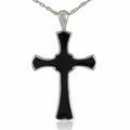 Silver Black Cross Pendant/Necklace Funeral Cremation Urn for Ashes