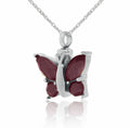 Small/Keepsake Purple Winged Butterfly Steel Pendant Cremation Urn for Ashes
