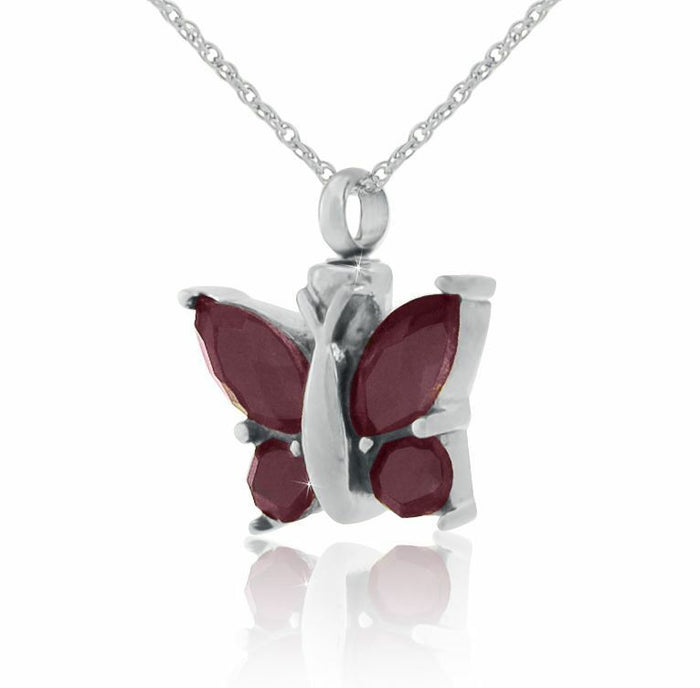 Small/Keepsake Purple Winged Butterfly Steel Pendant Cremation Urn for Ashes