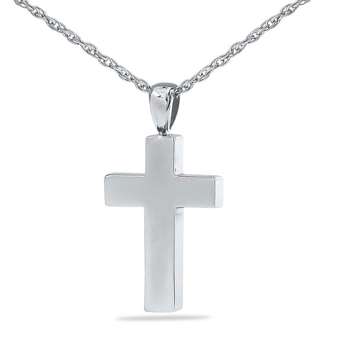 Small/Keepsake Timeless Silver Cross Pendant Funeral Cremation Urn for Ashes