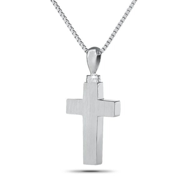 Small/Keepsake Timeless Silver Cross Pendant Funeral Cremation Urn for Ashes