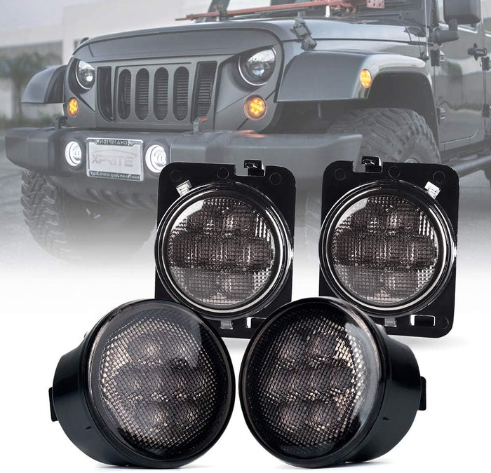 Smoked Lens Turn Signal & Side Marker Lights Kits for 2007-2018 Jeep Wrangler JK JKU