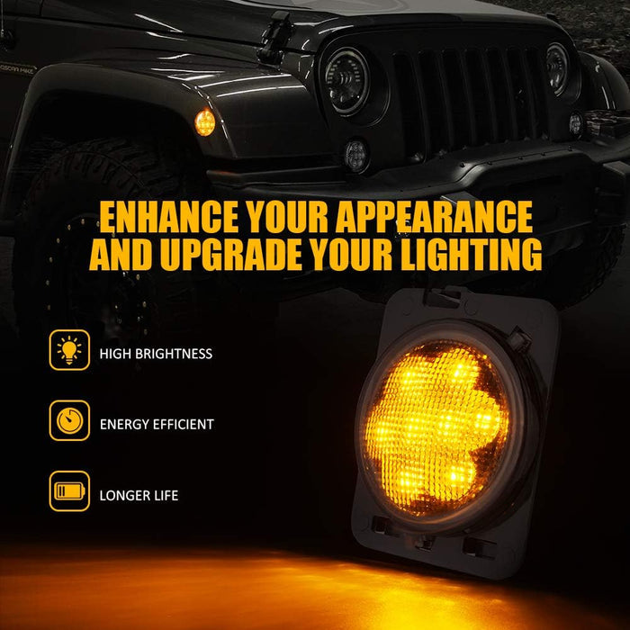 Smoked Lens Turn Signal & Side Marker Lights Kits for 2007-2018 Jeep Wrangler JK JKU